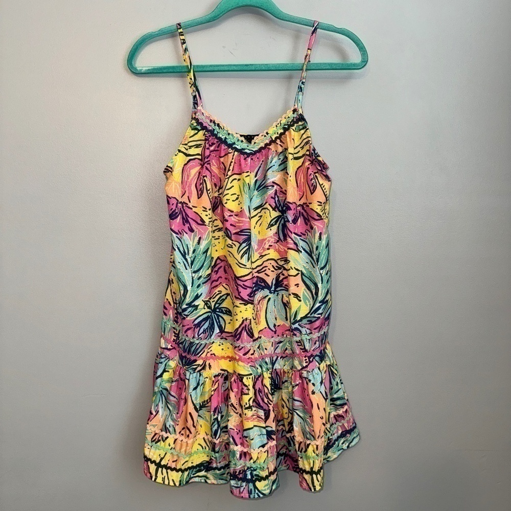 EUC America & Beyond Floral Peplum Sleeveless Mini Sun Dress Size Small